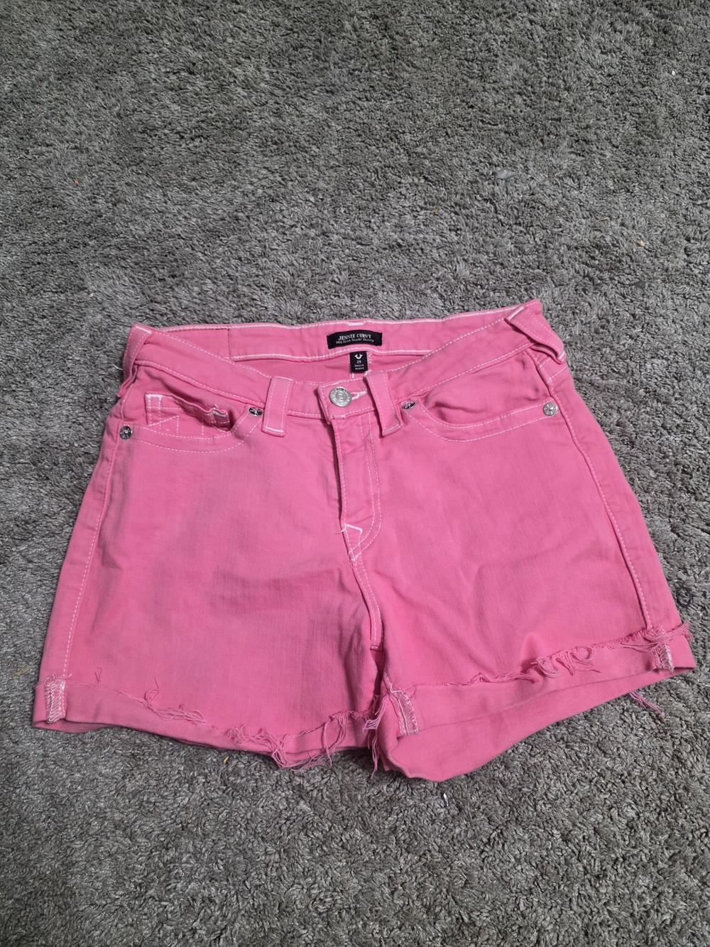 True Religion JENNIE CURVY Mid Rise Super Skinny Pink Jeans